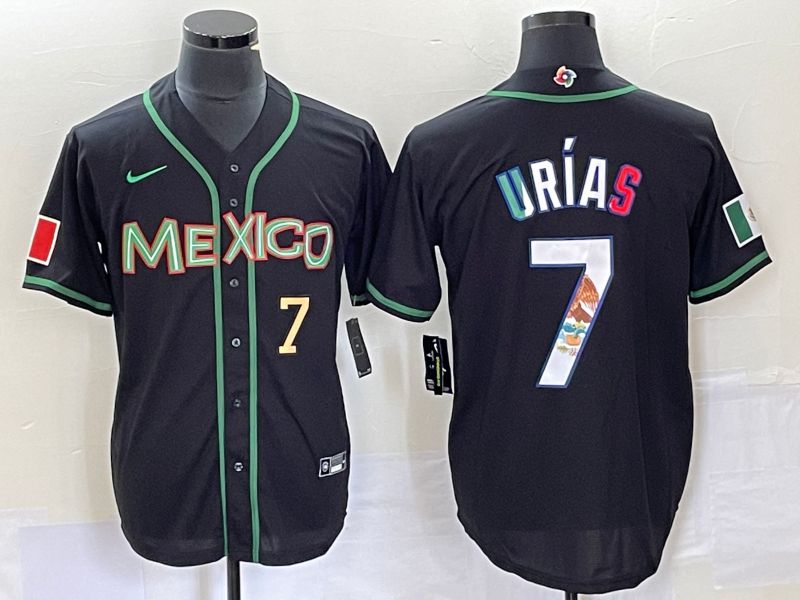 Men 2023 World Cub Mexico #7 Urias Black white Nike MLB Jersey10